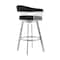 Armen Living Bronson 25" Black Faux Leather and Brushed Stainless Steel Swivel Bar Stool 721535762200 - alternate 7